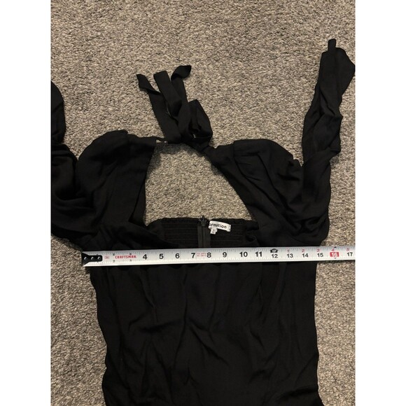 Reformation Ballari Off Shoulder Long Sleeve Dress Size 10 Black - Picture 3 of 9